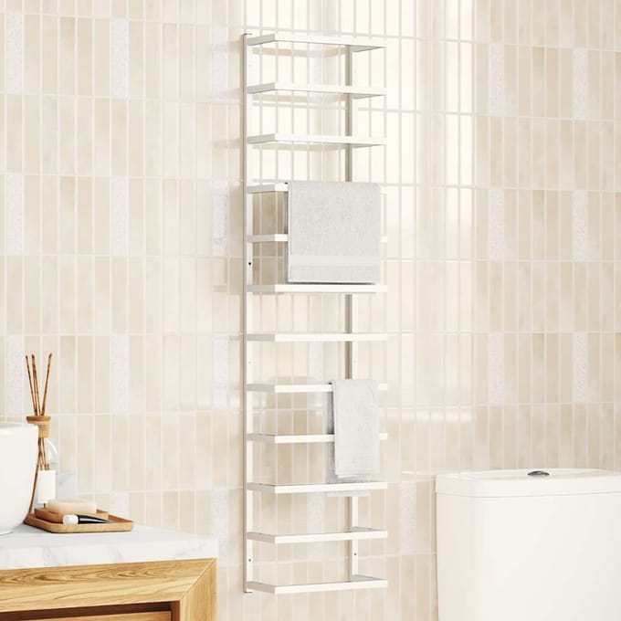 vidaXL - Handdoekenrek - 24x12x96 - cm - staal - wit