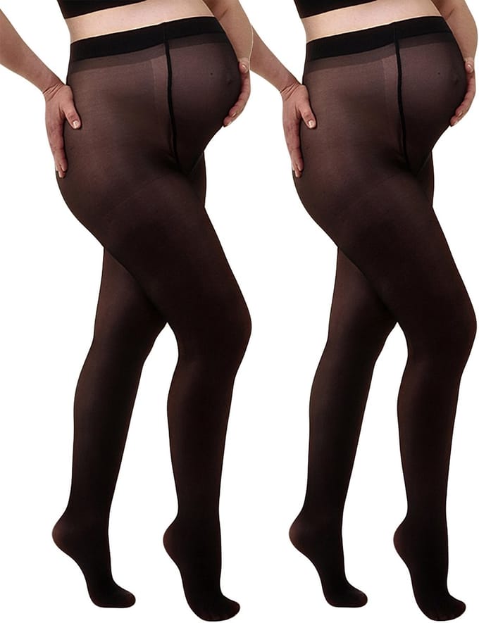 Mamsy - 2-Pack Half-Sheer Zwangerschapspanty 40den - Zwart - S