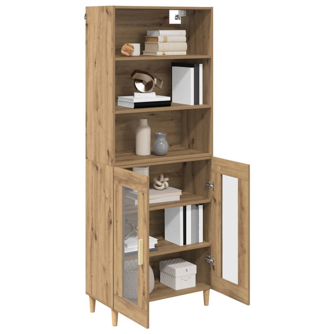 vidaXL - Highboard - Artisan - Eiken - 69,5 - x - 32,5 - x - 180 - cm - Bewerkt - hout