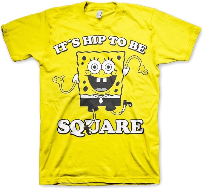 SpongeBob SquarePants Heren Tshirt -M- Hip To Be Square Geel
