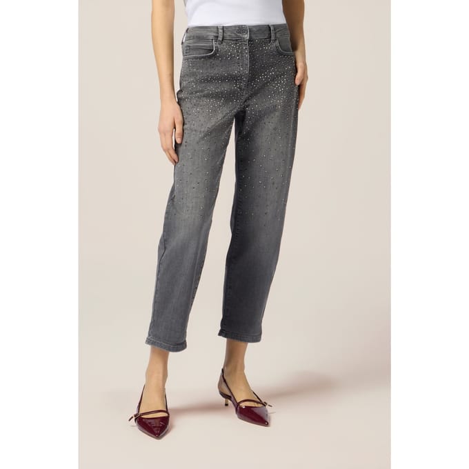Oltre Regular Jeans With Rhinestone Applications Grey Größe: 36 | Jeans Outlet | Damen | Grau