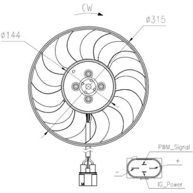 Koelventilatorwiel, motorkoeling NRF 47970