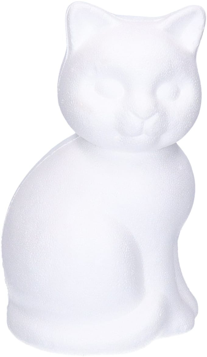 Rayher hobby Piepschuim dieren poes/kat - wit - 23 cm - zelf decoreren