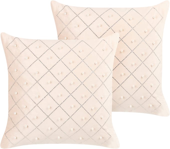 YARROW - Sierkussen set van 2 - Beige - 45 x 45 cm - Fluweel