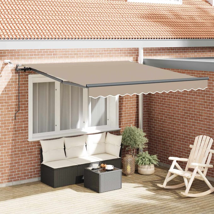 vidaXL - Uitschuifbare - luifel - Beige - 300 - x - 250 - cm - Polyester