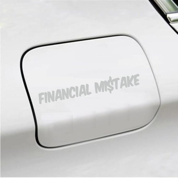 Bumpersticker - Financial Mistake - 4,1 X 25 - Licht Grijs