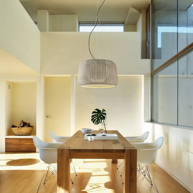 Bover LED buiten hanglamp Fora 90, natuurlijk wit/beige