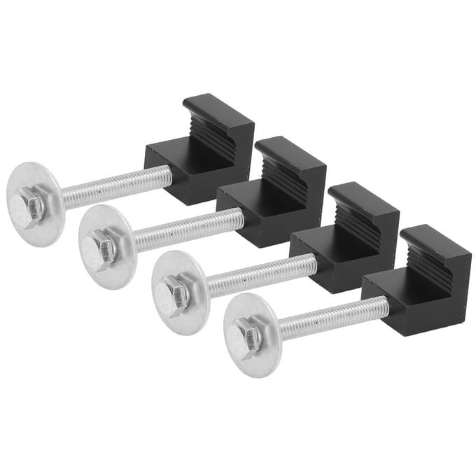 Ensemble 4 Pièces Fixations de Boîte à Outils de Camionnette Crochets en J Pinces Aluminium Robuste Sans Perçage