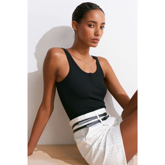 Geribbelde Crop Cami Blouse