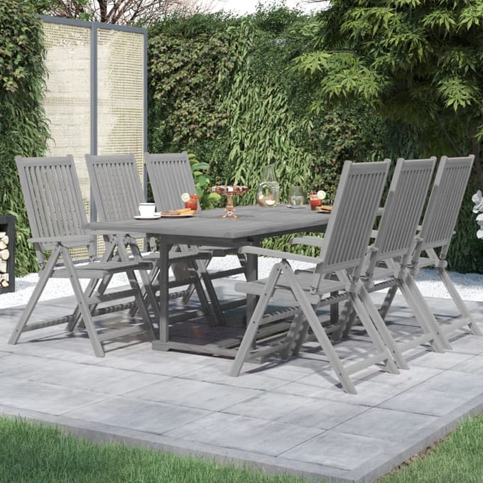 vidaXL - 7-delige - Tuinset - massief - acaciahout