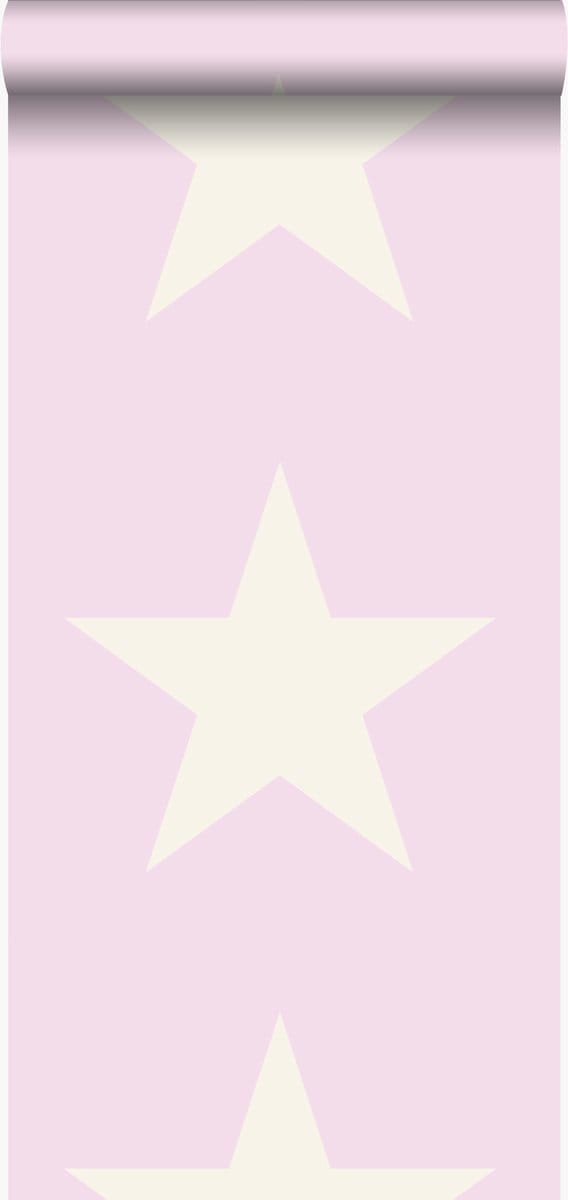 Origin Wallcoverings behang sterren glanzend roze en wit - 346827 - 53 cm x 10,05 m