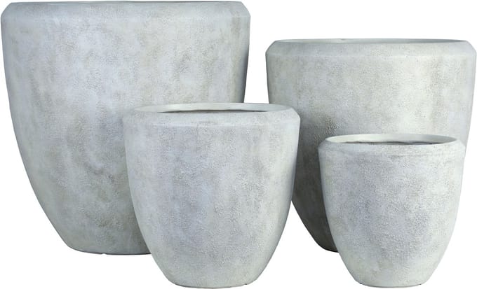 PTMD Dashima Cream GRC Bombey Pot Low Round Set Of 4