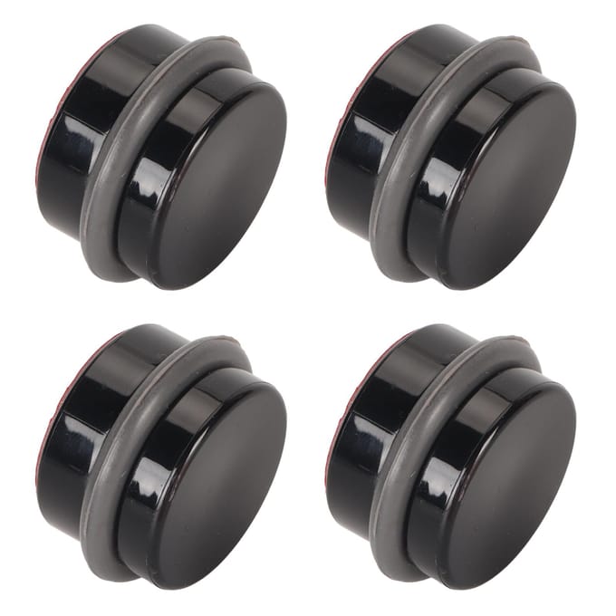 Lot de 4 butées de porte cylindriques en plastique noir, silencieuses et anti-chocs