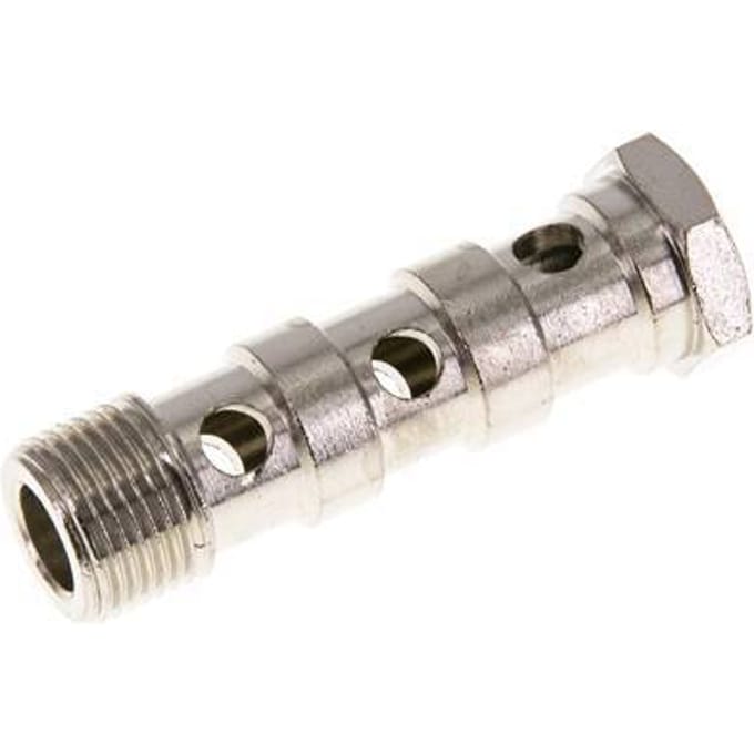 Banjobout 3-weg Vernikkeld Messing G3/8'' Buitendraad 57mm