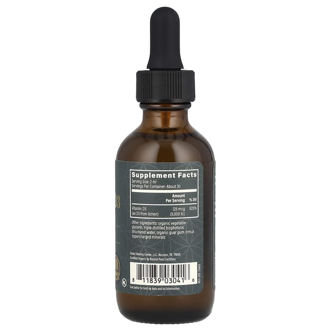 Global Healing, plantaardige vitamine D3, 125 mcg (5.000 IE), 59,2 ml (2 fl oz)