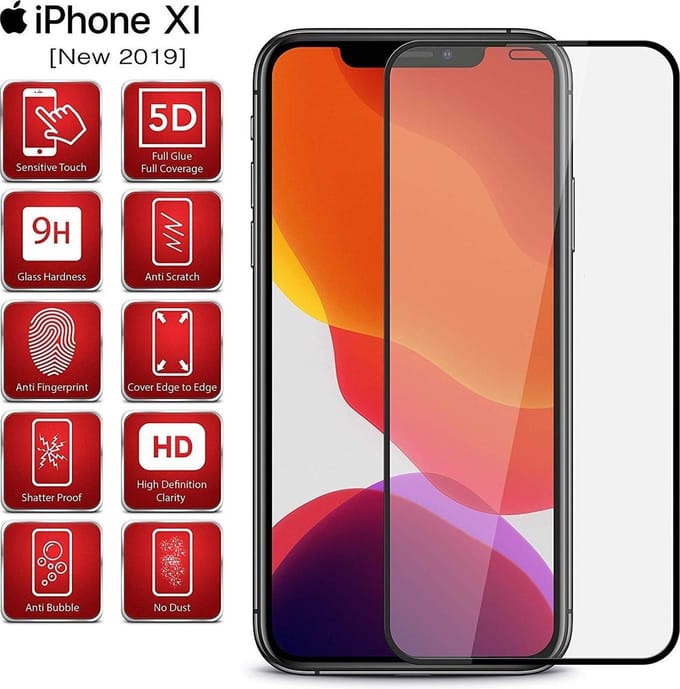 Ntech Screenprotector Full Cover Screenprotector voor Geschikt voor iPhone 11 Pro - Zwart