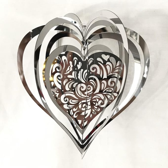 Nature's Melody Cosmo Spinner Heart / hart 2# roestvrij staal ca.13cm / 5" windspinner