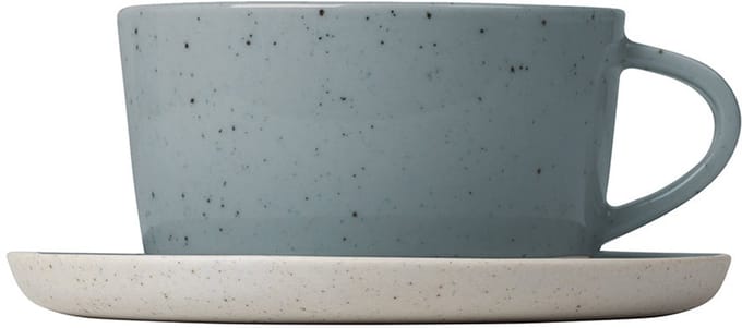 Sablo Stone Theekop | Lichtgrijs / Blauw | Stoneware