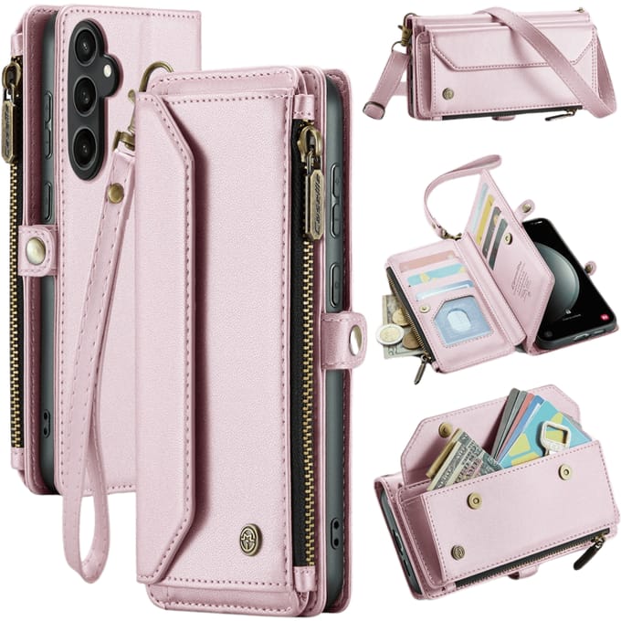 Caseme Samsung S23 FE Clutch Wallet met Koord Roze
