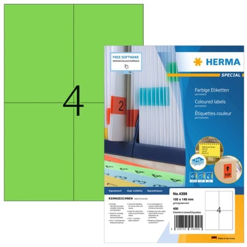 Herma Labels green 105x148 SuperPrint 400 pcs.