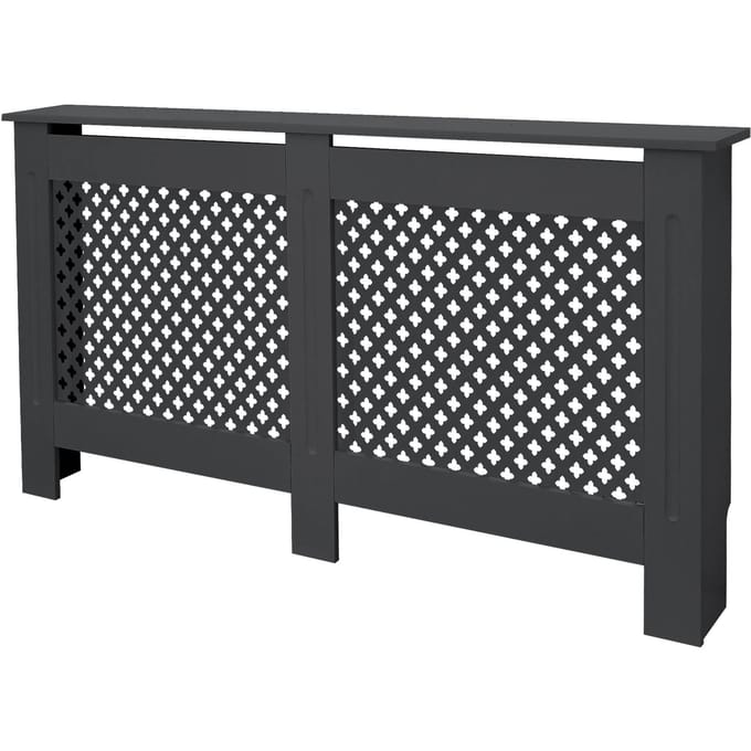 Radiatorbekleding 152x19x82 cm ruit antraciet in MDF ML design