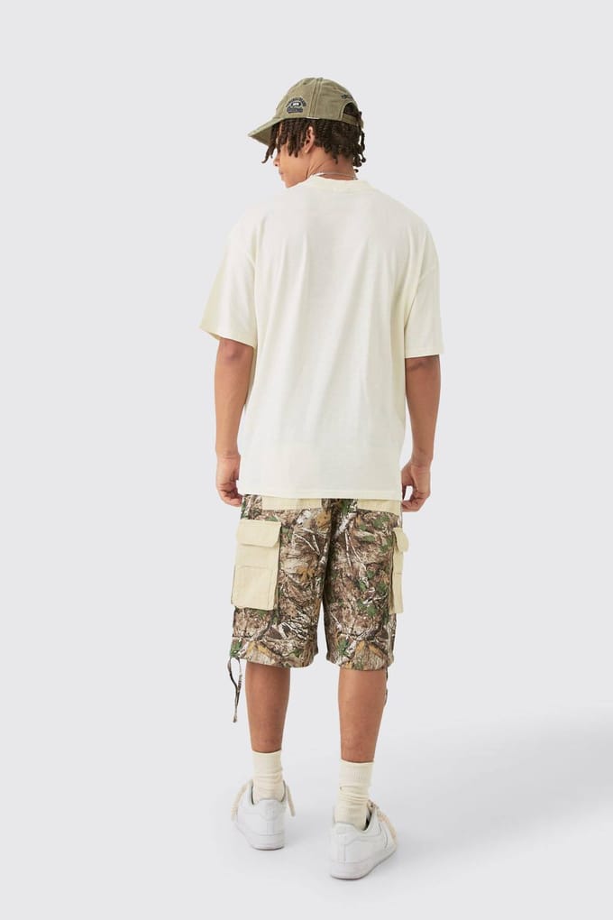 Contrast Panel Forest Camo Jorts | Khaki | Size Medium