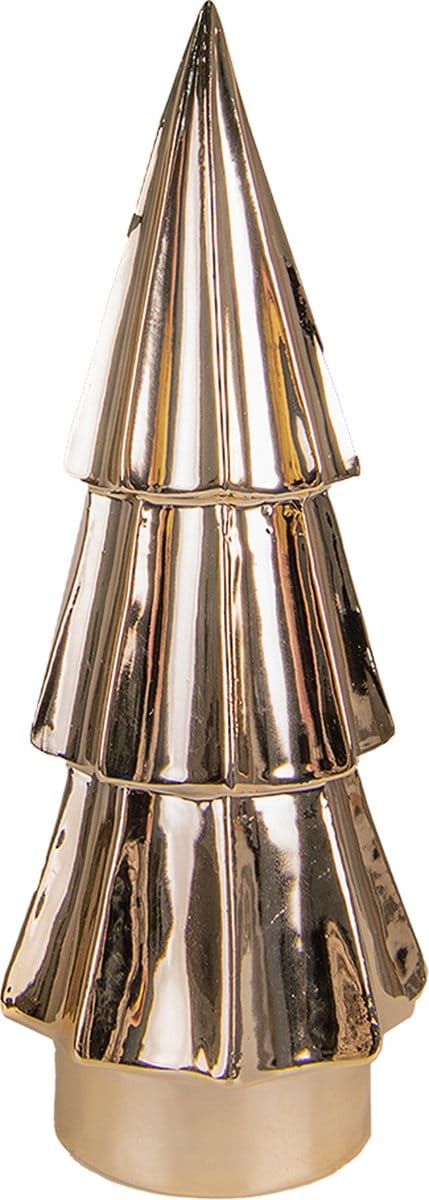 Clayre & Eef Beeld Kerstboom 16 cm Goudkleurig Porselein