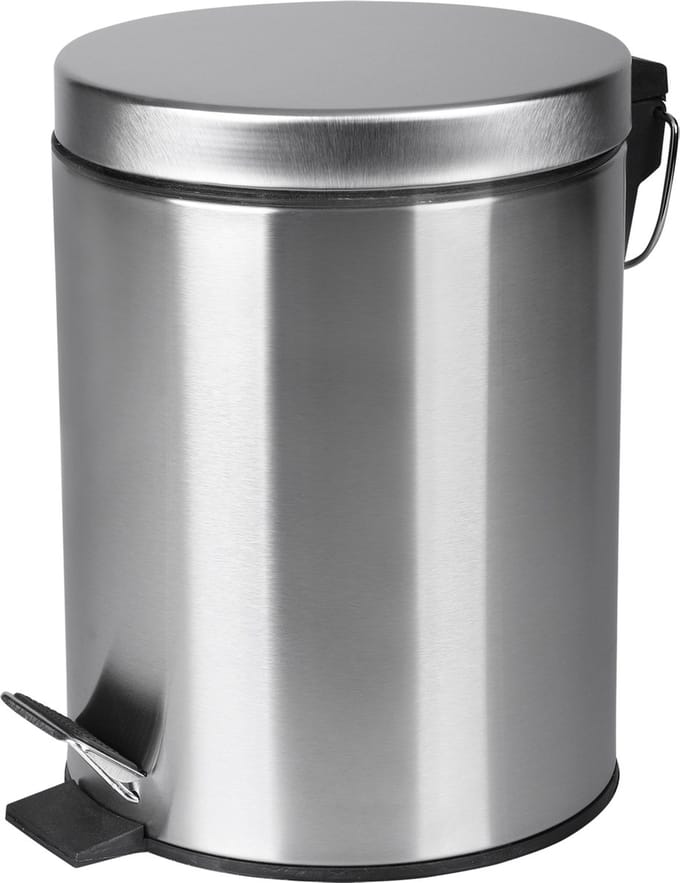 Differnz Pedaalemmer Mat Chroom â€“ Prullenbak Badkamer â€“ Afvalbakje â€“ 5 liter