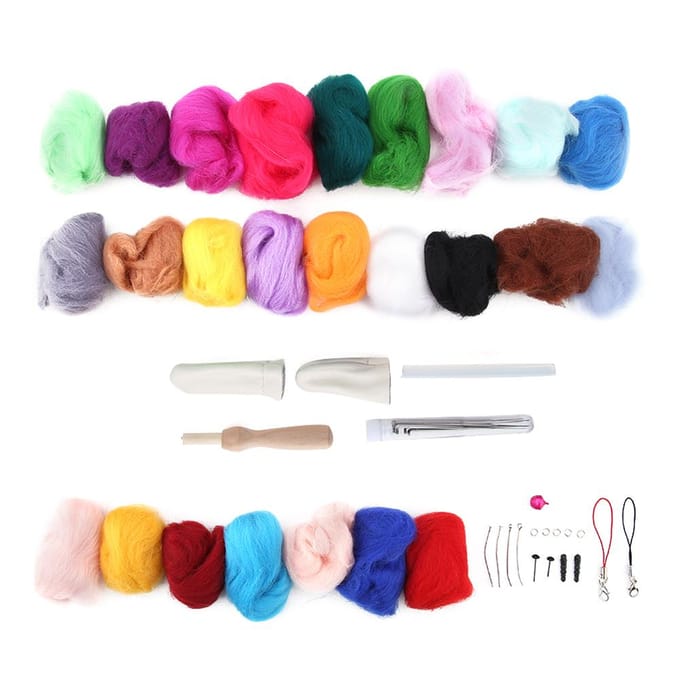 25 Kleuren Wol Roving Naaldvilten Wol Kit voor DIY Knutselen Vilten Beginners red