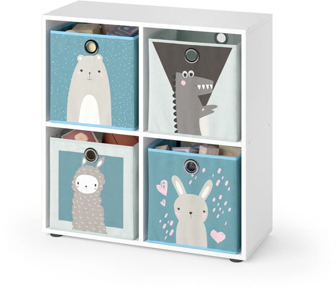 Vicco Tetra Kinderboekenkast – 72.6 x 72 cm met 4 vouwdozen Wit