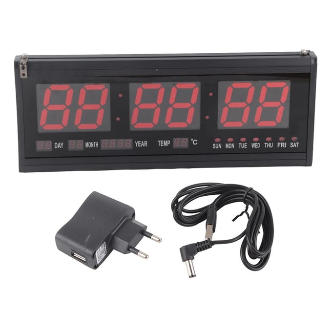 Horloge Murale Numérique LED Heure Calendrier Température Horloges de Bureau Table Fournitures pour la Maison black