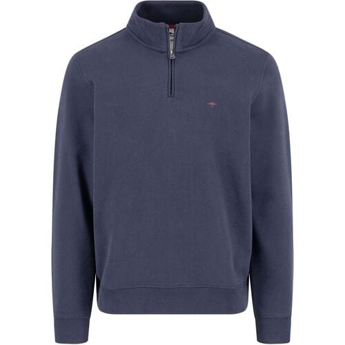 Fynch-Hatton Trui Uni Color Sweat Troyer Zip Navy / male