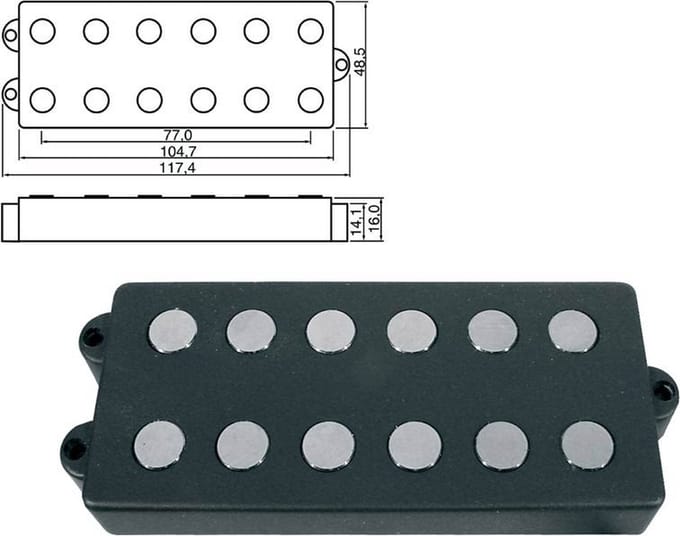 Boston PU-966-BK MM-model Pickup - Zwart Keramisch 6-snarig