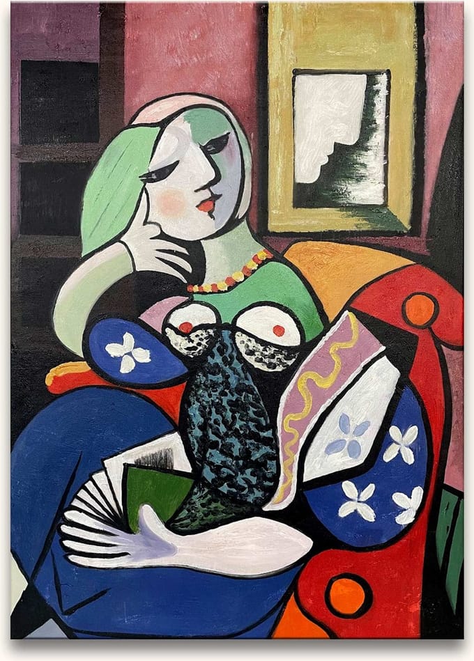 Handgeschilderd schilderij Olieverf op Canvas - Pablo Picasso 'Annabella met Boek'