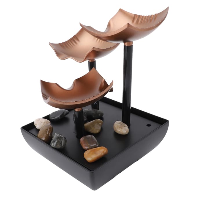 Tafelblad Waterfontein USB Circulerend Water met LED-licht Desktop Rots Stromend Water Landschap black