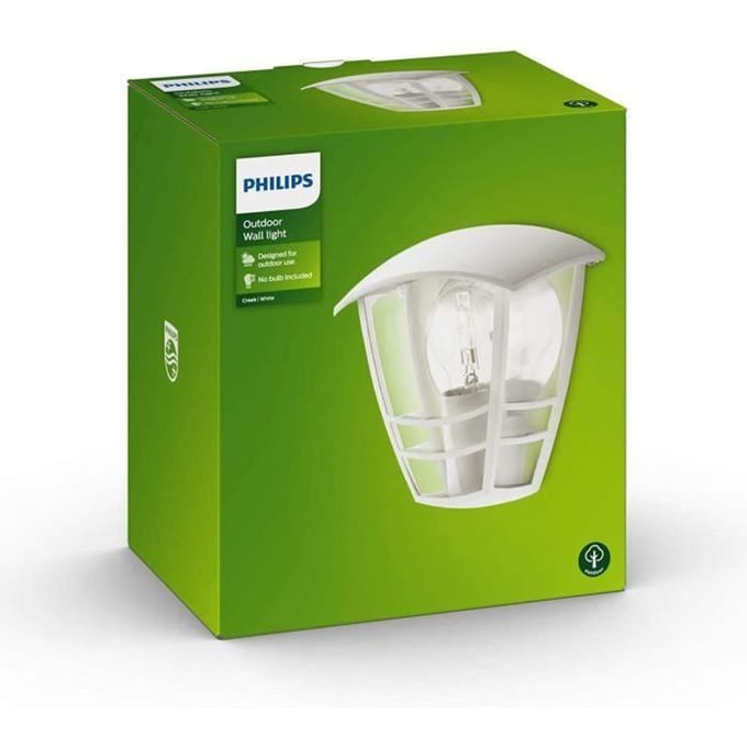 Applique murale - PHILIPS - Creek - Blanc - 1x60 W - Socle 230 V - E27 - IP44