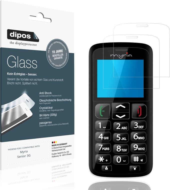 dipos – 2x Pantserfolie geschikt voor Myria Senior 3G | 9H Screenprotector