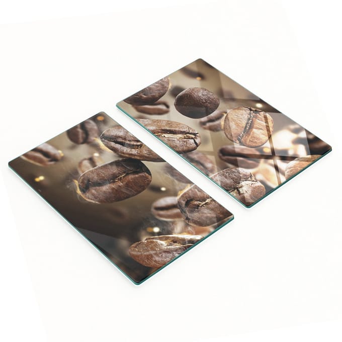 Glazen serveerplanken met koffieboonmotief, 2x30x52 cm