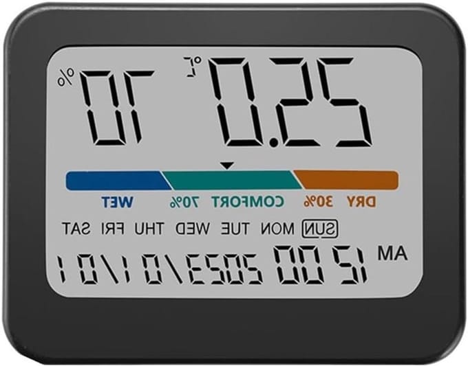 Binnenthermometer Hygrometer - Weerstation Binnen - Milieu Bewaken - Groot Kleurendisplay - 93x73mm - Grijs