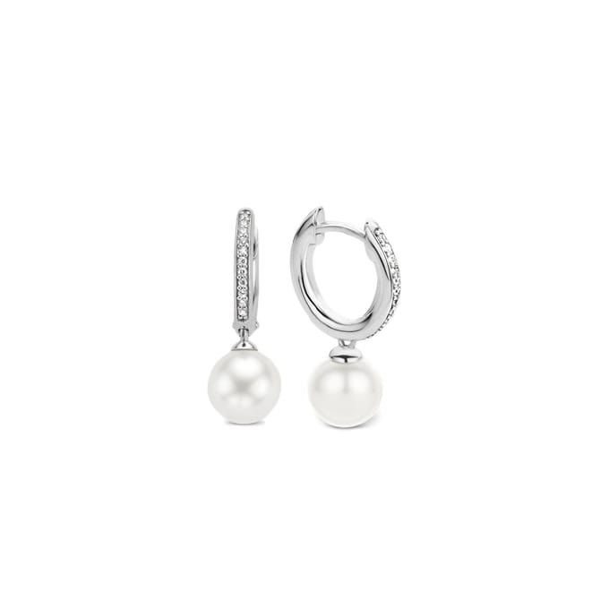 TI SENTO Dames Oorbellen - 925 zilver - Wit parel - 7696PW