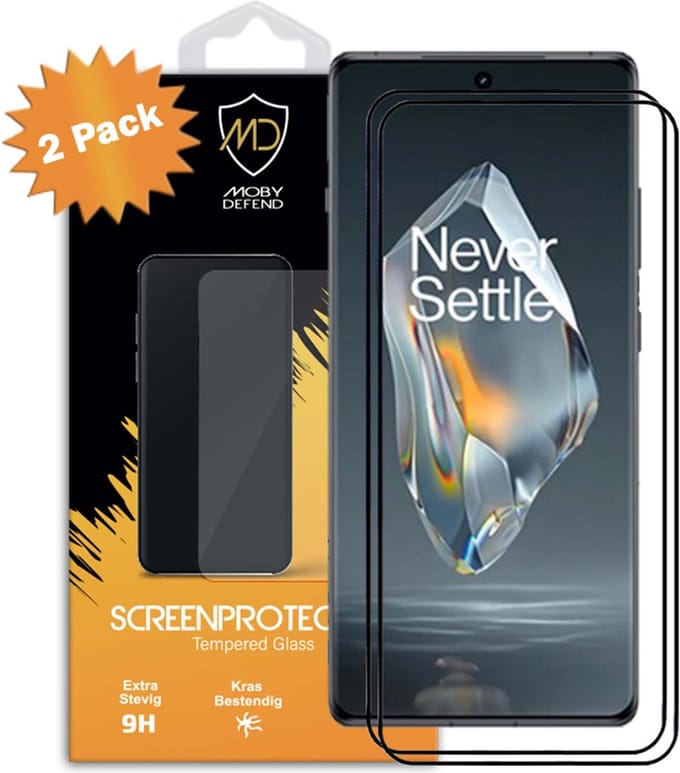 2-Pack MobyDefend Screenprotectors - Geschikt voor OnePlus 12R - Screensaver Met Zwarte Randen - Gehard Glas