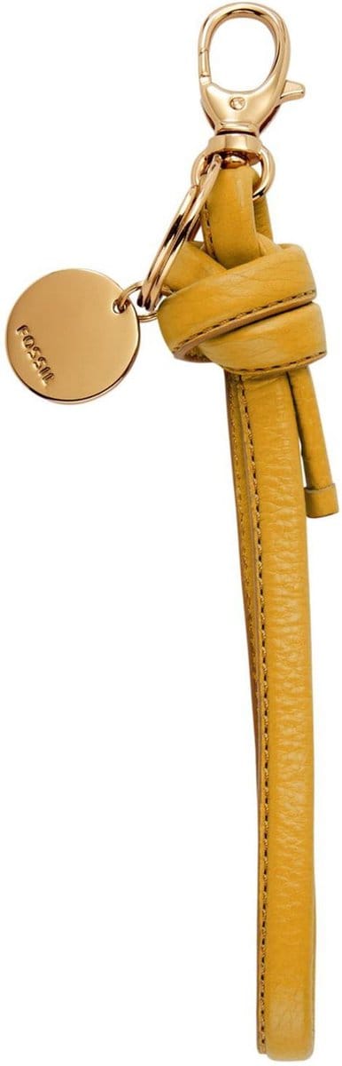 FOSSIL Leren Sleutelhanger Keyfob Key Ring Yellow Geel