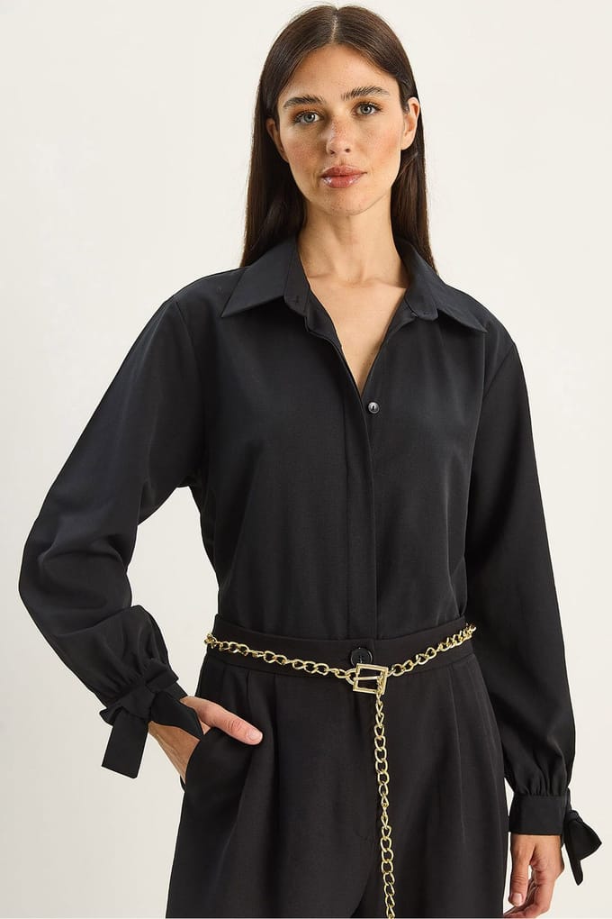 Knopsluiting Relaxed Fit Katoen-Polyester Shirt