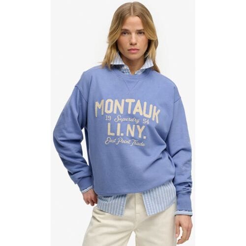 Superdry Beach Club Loose Crew Sweatshirt Blue Grootte: 34