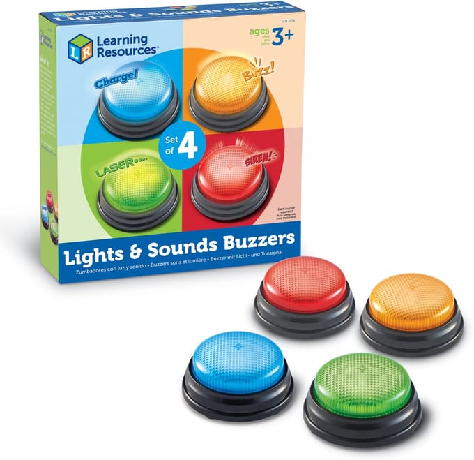 Learning Resources Antwoordknop Buzzers met Licht en Geluid (Set van 4) - 3+