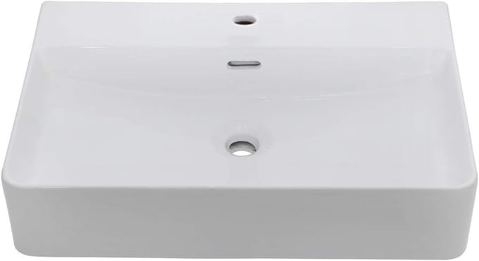 Wastafel Keramiek - Waskom Hangend - Badkamer Opfrissen - Lotus Effect Coating - 60x42x13cm - Wit
