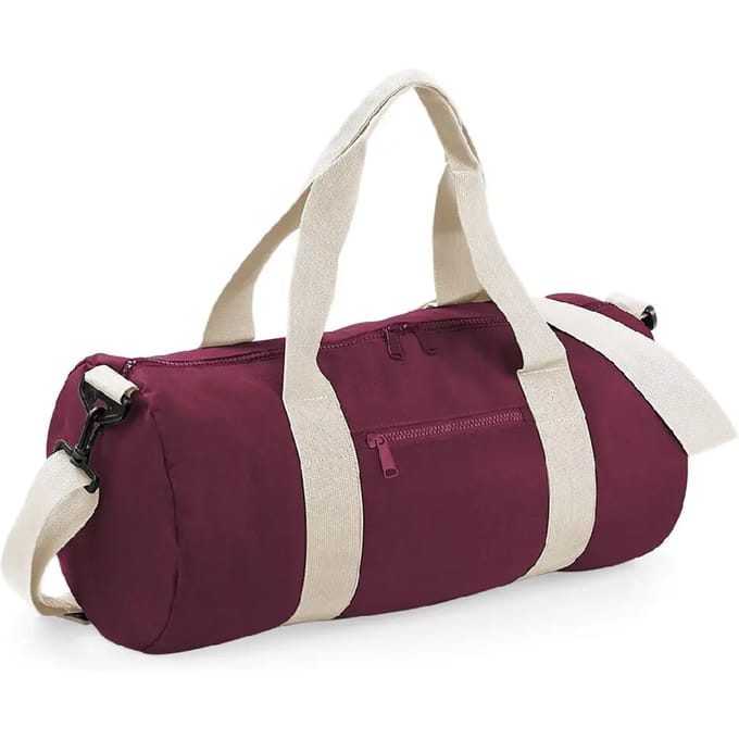 BagBase Original Barrel Bag BG140 - BURGUNDY/OFF WHITE - 50 x 25 x 25 cm