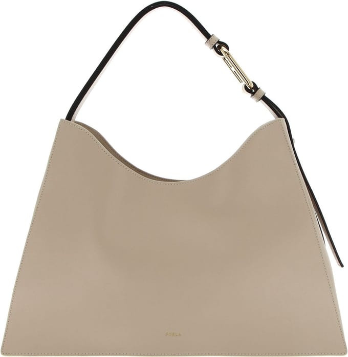 FURLA Leren Schoudertas Nuvola Hobo Avena Beige
