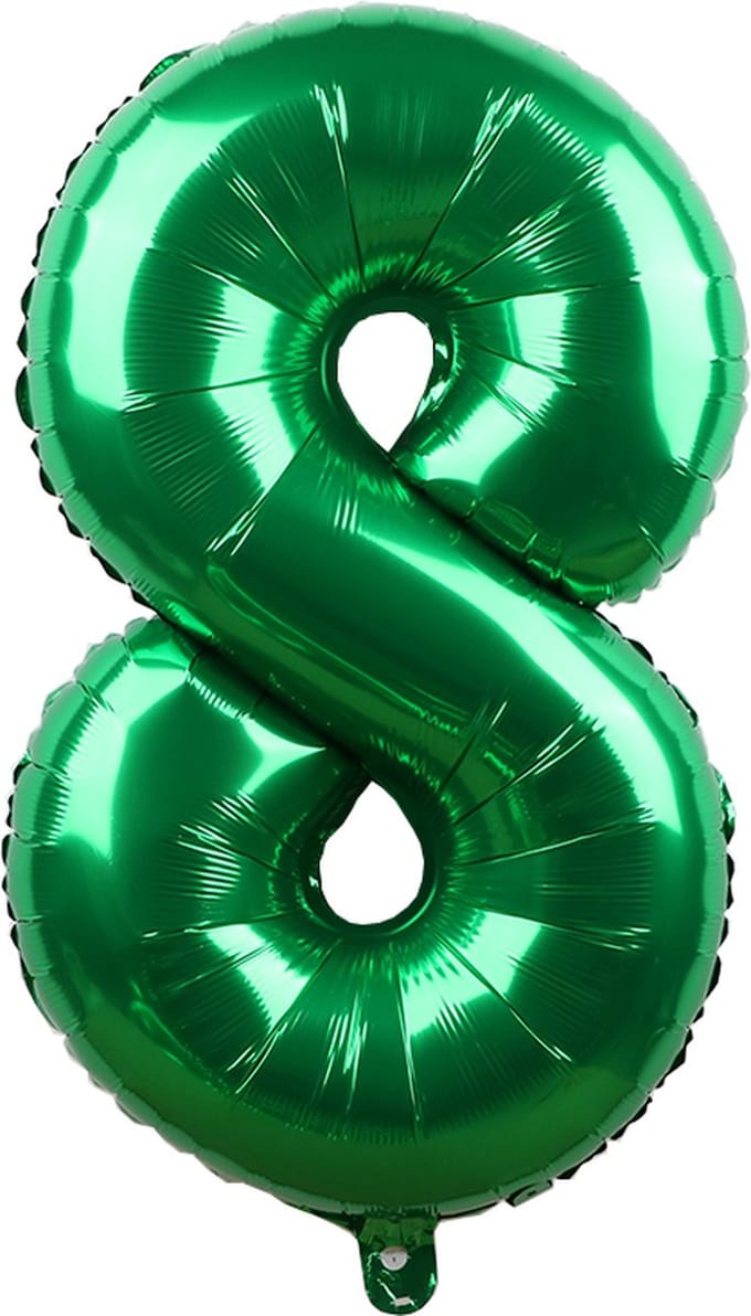 Folieballon / Cijferballon Groen XL - getal 8 - 82cm