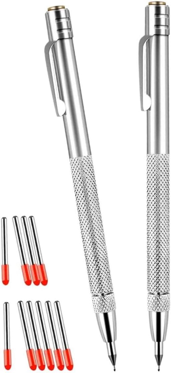 Graveerpen Metaal - Kraspen Scribe - Materialen Markeren - Magnetisch Eindblok - 13 cm - Zilver